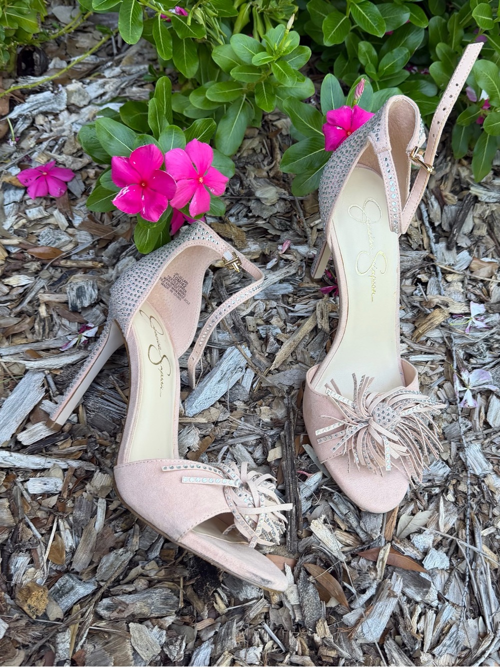 Jessica Simpson Jillari Womens Size 10 Blush Pink Stiletto Rhinestones Sandal